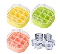 Bandeja cuadrada para bloques de hielo - Paquete de 3 moldes de prensa, máquina de cubitos apilable, bandeja de hielo de silicona de alimenticio con tapa extraíble, juego de gadgets multiusos, m
