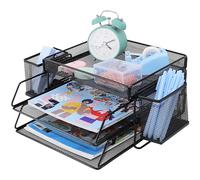 Bandeja de 2 niveles, bandeja de archivo para oficina, organizador de escritorio de papel, carpeta de papel, organizador de escritorio A4, soporte de documentos para el hogar, oficina, escuela