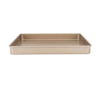 Bandeja de acero de carbono de acero de carbono multifuncional bandeja para horno sin palo para pasteles de hojaldre amplia gama de usos (Rojo)