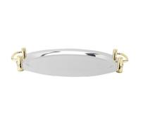 Bandeja de Acero Inoxidable con Asa, Bandeja Multifuncional Portátil, Placa de Cena Rectangular 47,5 cm - Diseño Elegante y Práctico, Fácil de Transportar, Ideal para Restaurante (Forma redonda con