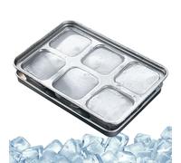 Bandeja de acero inoxidable con tapa, molde grande para congelador, fabricante de whisky de metal, molde de acero 304 reutilizable de 6 rejillas de fácil liberación para cócteles, bebidas y