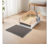Bandeja de acero inoxidable para gatos, bandeja de 30 x 40 x 15 cm, bandeja de gato a prueba de salpicaduras con pedal de fuga de arena, acero inoxidable profundo, suministros para mascotas para gatos