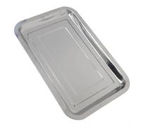 Bandeja de acero inoxidable para horno tostador con borde profundo y borde enrollable para galletas, pan y asar verduras, apto para lavavajillas (32 x 22 x 2 cm)