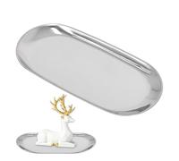 Bandeja de almacenamiento de acero inoxidable 18/8, plato plateado para llaves de té, espejo decorativo de mesa, bandeja ovalada nórdica, plato decorativo