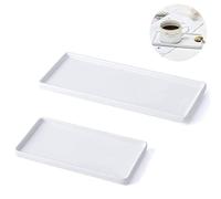 Bandeja de Almacenamiento de Cerámica, 2 Bandeja de Cerámica Rectangular Pequeño, Bandeja Decorativa Rectangular, Organizador para Baño Cocina Mesa Hogar, para Guardar Perfume, Jabón, Cosas Pequeñas