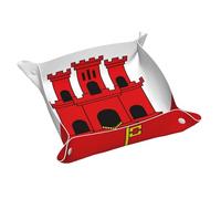 Bandeja de almacenamiento de cuero con bandera M de Gibraltar - Bandeja organizadora de PVC de doble cara para llaves, joyas, escritorio y tocador con cierre a presión