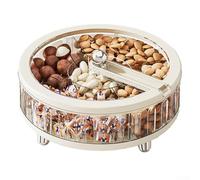 Bandeja de almacenamiento de dulces de gran capacidad con compartimentos divididos para frutas secas y nueces, caja de organización transparente de cocina color crema para vivir (oro blanco)