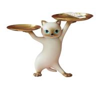 Bandeja De Almacenamiento De Estatuas De Gatos - Bandeja Organizadora De Figuras De Resina | Cuenco Decorativo De Escritorio De Treinta Y Seis Centímetros, Soporte Decorativo Para Dulces Con Estatua D