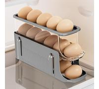 Bandeja de almacenamiento de huevos de 3 niveles para refrigerador, dispensador de huevos rodantes por gravedad con ranuras profundas, rieles laterales, organizador de cocina que ahorra espacio, para
