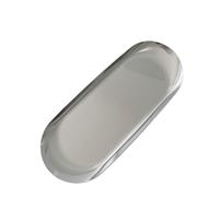 Bandeja de almacenamiento de joyería cosmética de acero inoxidable plateado(Oval-Large)
