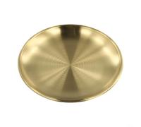Bandeja de almacenamiento de metal redonda dorada, para joyas y cosméticos, elegante plato organizador de tocador, organizador de escritorio, para dormitorio, oficina (17 cm)