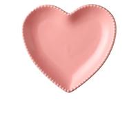 Bandeja de almacenamiento llaves joyería cerámica con placa en forma corazón creativa para Cerámica(Pink)