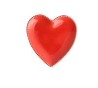 Bandeja de almacenamiento llaves joyería cerámica con placa en forma corazón creativa para Cerámica(Red)