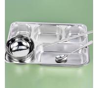 Bandeja de almuerzo de acero inoxidable con divisores, contenedor seguro y ecológico para uso diario (5 celdas)