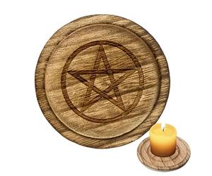 Bandeja de Altar de Bruja - Plato de Madera Vintage con Símbolo de Pentagrama, Decoración Espiritual | Bandeja de Suministros Rituales para Ceremonias Wiccanas, Sostenedor de Joyas, Lecturas de Tarot