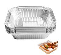 Bandeja de aluminio - 20 - Rectangular Air Fryer Foil - Contenedor de alimentos de rayos | Toast - Porter para hornear o cocinar - Recipiente de comida de - Stray and Baking Tin - Copa de aire