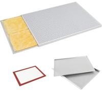 Bandeja de aluminio para repostería, incluye almohadilla de silicona, bandeja versátil para hornear pan y postres