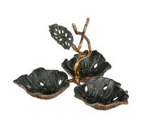 Bandeja de Aperitivos 27 x 26 x 20 cm Hojas Metal Cobre Verde