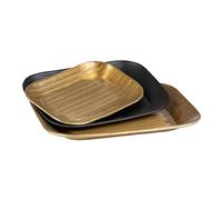 Bandeja de Aperitivos 32 x 25,5 x 3 cm Negro Dorado Aluminio 3 Piezas