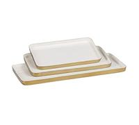 Bandeja de Aperitivos 47 x 20,5 x 2 cm Dorado Blanco Hierro 3 Piezas