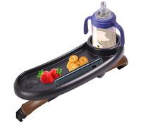 Bandeja de aperitivos compatible con Mockingbird, Nuna, Evenflo Stroll, bandeja ajustable para aperitivos con portavasos y soporte para teléfono, accesorios para cochecito, color negro