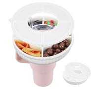 Bandeja de Aperitivos Compatible con Stanley 40oz, Taza Reutilizable con Tapa y 4 Compartimentos, Silicona, para Hogar y Exterior, Blanco