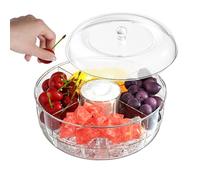 Bandeja de aperitivos con tapa, plato de frutas portátil para aperitivos, gran capacidad, cuencos para servir, plato redondo para patatas fritas, verduras, caramelos, aperitivos