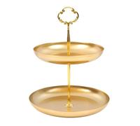 Bandeja de aperitivos de 2 niveles que ahorra espacio, soporte de frutas de hierro de doble capa para almacenamiento de encimera de cocina, cesta de base antideslizante, cuenco decorativo para frutas
