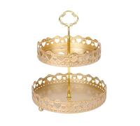 Bandeja de aperitivos de 2 niveles que ahorra espacio, soporte de frutas de hierro de doble capa para almacenamiento de encimera de cocina, cesta de base antideslizante, cuenco decorativo para frutas