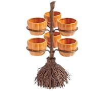 Bandeja de aperitivos de Halloween | Cuencos de calabaza de resina en soporte de escoba | Creative Candy Bowl Halloween Party Favor Suministros para bocadillos, ensaladas, exhibición de postres