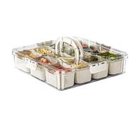 Bandeja de aperitivos dividida con tapa, bandeja de servir dividida con tapa - Caja de conservación de alimentos versátil, caja de almacenamiento para aperitivos - Contenedores de comida de vo