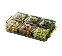 Bandeja de aperitivos seccionada - Organizador transparente de alimentos, bandeja para servir | Contenedor duradero y ligero con asa para dulces, frutas, postres, verduras, aperitivos, buffet, cocina
