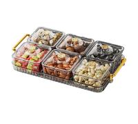 Bandeja de aperitivos seccionada - Organizador transparente de alimentos, bandeja para servir | Contenedor duradero y ligero con asa para dulces, frutas, postres, verduras, aperitivos, buffet, cocina