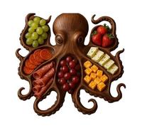 Bandeja de aperitivos única, apta para alimentos, madera de haya y queso, plato de exhibición de frutas, tema marino, entretenido, único amante de los mariscos