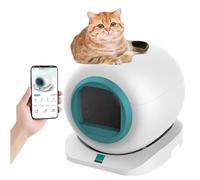 Bandeja de arena automática para gatos, caja de arena inteligente autolimpiable con control de aplicación para varios gatos, extra grande con aislamiento de olores y protección de seguridad
