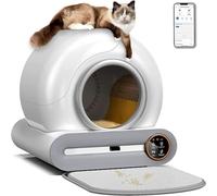 Bandeja de arena automática para gatos, caja de arena robot autolimpiante extragrande con aislamiento de olores, protección de seguridad integrada, control de aplicación para múltiples gatos, incluye