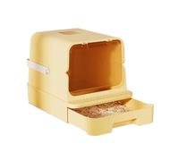 Bandeja de Arena Bandeja de Arena Completamente Cerrada, Caja Grande, for Gatos con Entrada Frontal y Salida Superior, Bandeja for Tapa, manija elevable fácil Acceso Hebillas for portabilidad(Yellow)