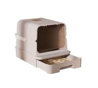 Bandeja de Arena Bandeja de Arena Completamente Cerrada, Caja Grande, for Gatos con Entrada Frontal y Salida Superior, Bandeja for Tapa, manija elevable fácil Acceso Hebillas for portabilidad(Grey)