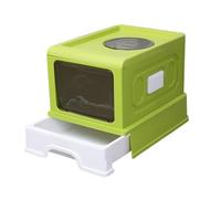 Bandeja de Arena Bandeja de Arena for Gatos Completamente Cerrada, Caja for con Entrada Frontal y Salida Superior, Cajas Inodoro Gran Espacio, for cajón, Suministros for Mascotas(Green)