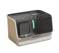 Bandeja de Arena Caja de Arena for Gatos Completamente Cerrada, Inodoro portátil for Mascotas con Gran Espacio, Entrada Frontal, Salida Superior, Lavabo plástico for Limpieza y Perros pequeños(Grey)