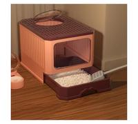 Bandeja de Arena Caja de Arena for Gatos con Tapa, Entrada Frontal y Salida Superior, Caja for Cerrada Extragrande Pala for(Pink)