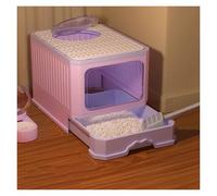 Bandeja de Arena Caja de Arena for Gatos con Tapa, Entrada Frontal y Salida Superior, Caja for Cerrada Extragrande Pala for(Purple)