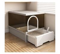 Bandeja de Arena Caja de Arena Grande for Gatos con Tapa y Pala, Inodoro Capucha, Puerta Entrada Frontal Salida Superior, fácil Instalar Limpiar(Grey)
