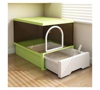 Bandeja de Arena Caja de Arena Grande for Gatos con Tapa y Pala, Inodoro Capucha, Puerta Entrada Frontal Salida Superior, fácil Instalar Limpiar(Green)