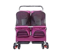 Bandeja de Arena Carro for Mascotas de 2 Asientos, Carrito Plegable portátil Que se Puede Desmontar y Lavar, Coche for ensanchado for Gatos Perros(Purple)