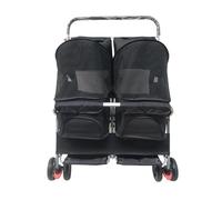 Bandeja de Arena Carro for Mascotas de 2 Asientos, Carrito Plegable portátil Que se Puede Desmontar y Lavar, Coche for ensanchado for Gatos Perros(Negro)