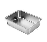Bandeja de arena de acero inoxidable para gatos, nunca absorbe la acumulación de residuos, resistente a la corrosión, caja de fácil limpieza, caja de 4 pulgadas, acero inoxidable