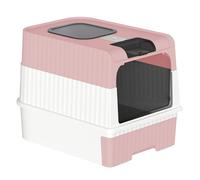 Bandeja de Arena,desinfección Ultravioleta, CerradaArenero Gatos Cubierto Grande, Caja de Arena con Bandeja Extraíble de Masajeador Filtro,Antiescapes, Carga de 15 kg-48 * 35 * 36cm. Rosa