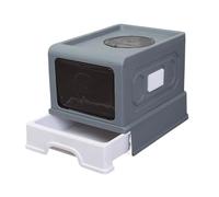Bandeja de Arena for Gatos, Caja Completamente Cerrada, for con Entrada Frontal y Salida Superior, Cajas baño Gran Espacio(Gris One Size,Gris)