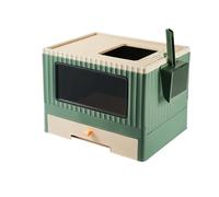 Bandeja de Arena for Gatos, Caja con Entrada Superior y Tapa, Plegable antisalpicaduras(Green One Size,Green)